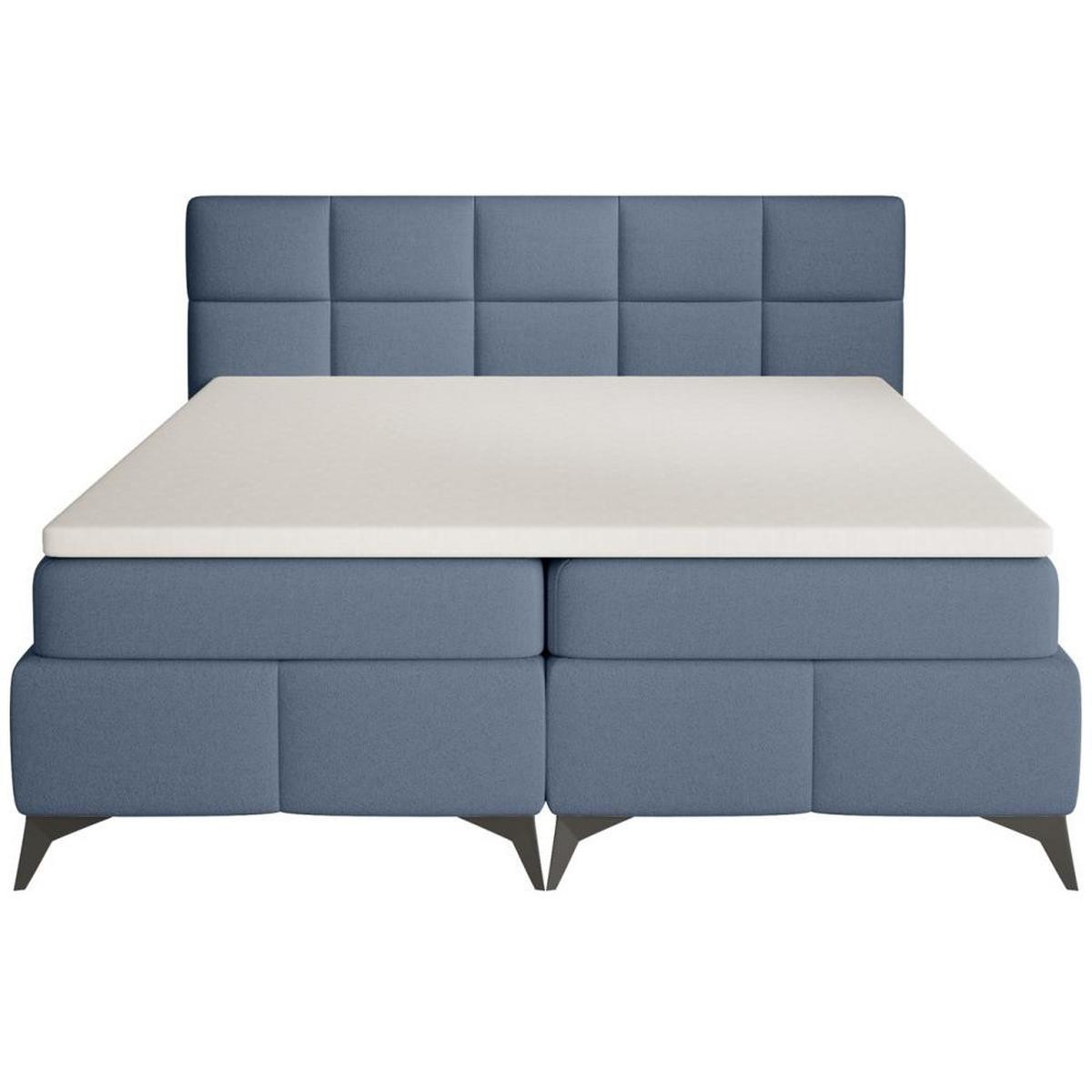 BOXBETT Solido mit Bettkasten 180x200 cm blau - Blau/Schwarz, Textil/Metall (180/200cm) - Beautysofa