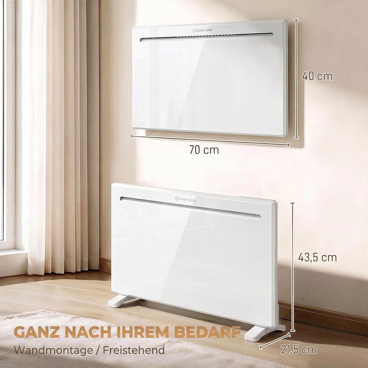 ELEKTROHEIZUNG Stahl Kunststoff Weiß - Weiß, Kunststoff/Metall (21.5/43.5/70cm) - HOMCOM