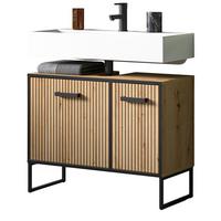 WASCHBECKENUNTERSCHRANK Eiche Artisan, schwarz 80 cm, Badezimmer Unterschrank mit Soft-Close - Schwarz/Eiche Artisan, Holzwerkstoff/Kunststoff (80/63/36cm) - Inn.Furn