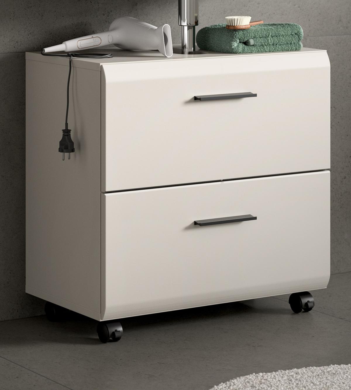 WASCHBECKENUNTERSCHRANK Kaschmir 60 cm, Badezimmer Unterschrank auf Rollen - Kaschmir/Schwarz, Holzwerkstoff/Kunststoff (60/59/30cm) - Inn.Furn