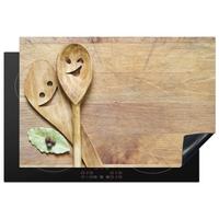 HERDABDECKPLATTE Holz - Löffel - Braun - Smiley Ceranfeldabdeckung 76x51.5 cm - Hellbraun, Kunststoff (76/51.5/0.2cm) - MuchoWow