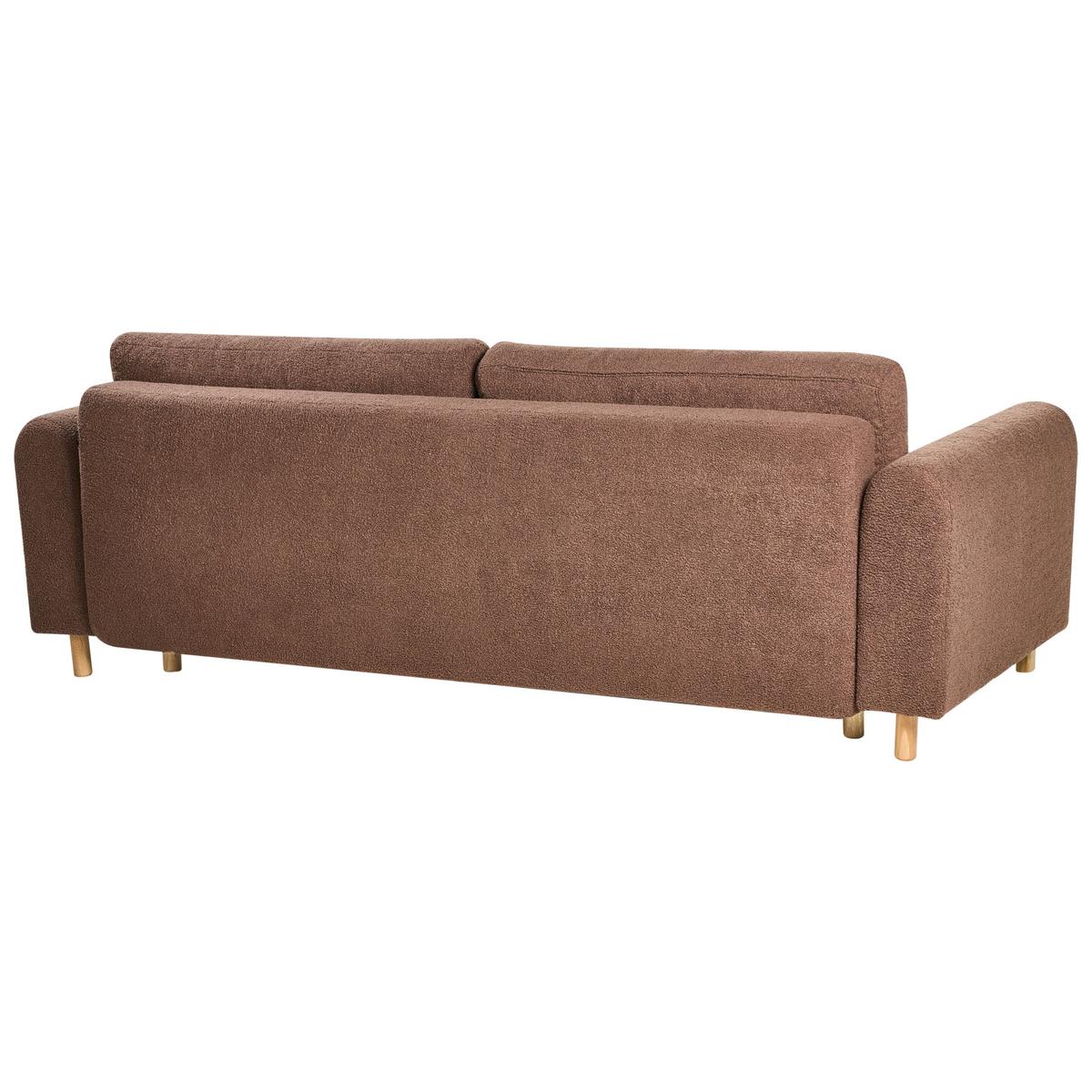 SCHLAFSOFA 3-Sitzer Bouclé Braun mit Stauraum Kvam - Braun, Textil (242/85/99cm) - Beliani