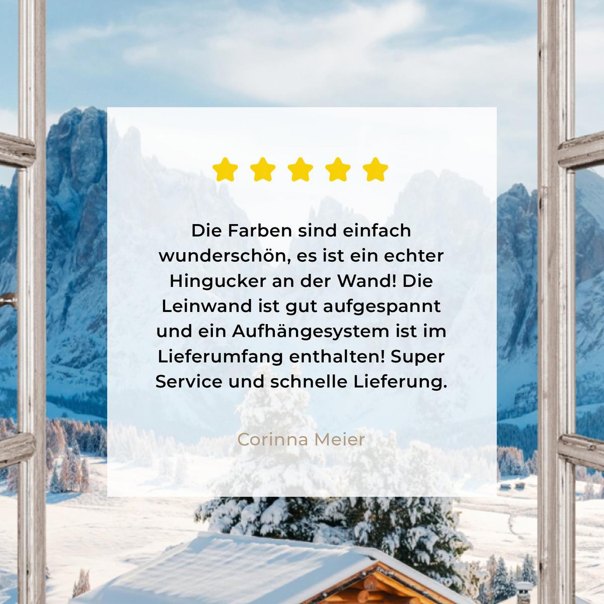 LEINWANDBILD Winterlandschaft - Hütte - Berge - Ausblicke - Aussicht - Natur Room Decor 30x40 cm - Weiß Hochglanz, Textil (30/40cm) - MuchoWow