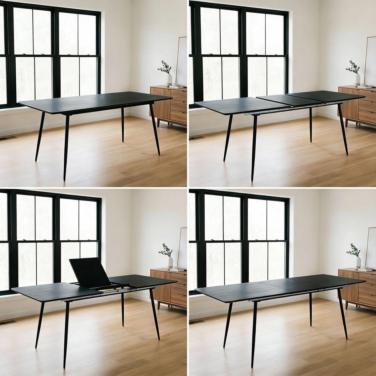 ESSTISCH ORSA schwarz - Schwarz, Holzwerkstoff/Metall (80/160/76cm) - IDIMEX