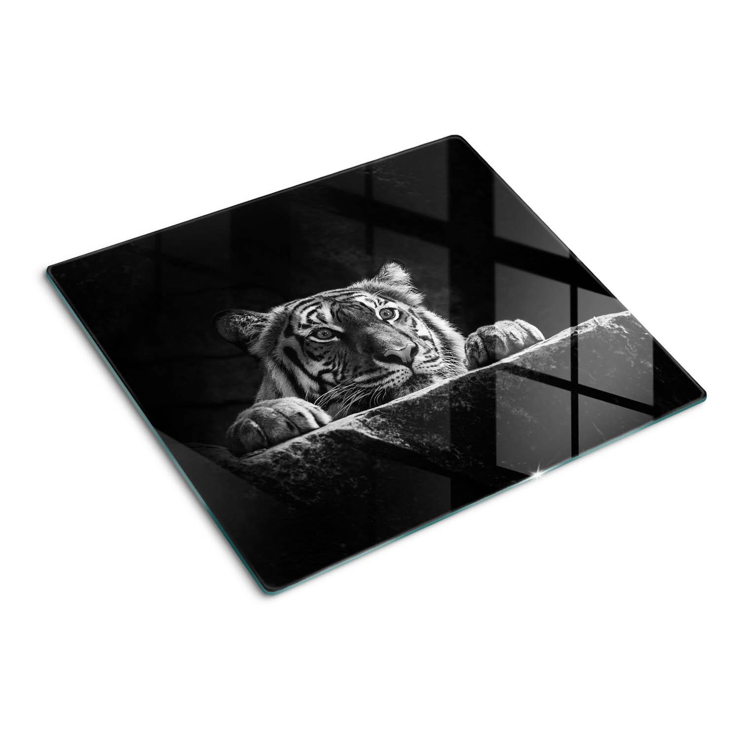 GLASPLATTE 60x52 cm Tiger - Schwarz, Glas (60/52cm) - TULUP