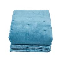 SAMT-KUSCHELDECKE 150/200 cm, Baumwolle wattiert - Blau, Textil (150/200cm) - Homescapes