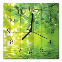 WANDUHR aus Glas 30x30 cm - Blätter - Grün, Glas (30/30/0.4cm) - TULUP