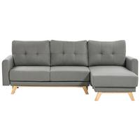 3-SITZER-ECKSOFA grau rechtsseitig mit Schlaffunktion Stauraum Siro - Hellbraun/Grau, Textil (240/142cm) - Beliani