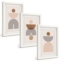 BILDER SET 3er Set - 20x30 cm Weißer Rahmen - Abstrakte braune Formen - Weiß, Kunststoff (20/30cm) - TULUP
