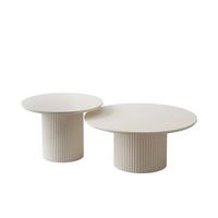 SET OVI Beistelltische mit geriffeltem Fuß Ivory - Creme, Holzwerkstoff (60/60/42cm) - Lookway