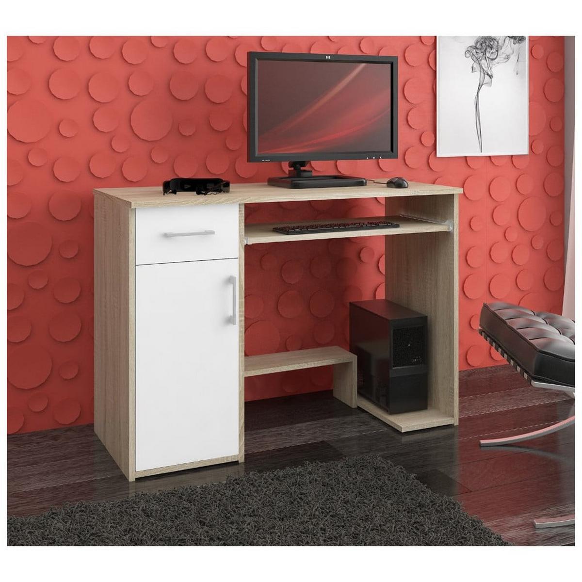 SCHREIBTISCH Eiche Sonoma, Weiß 74/90/50 - Weiß, Holzwerkstoff (90/50/74cm) - RAUMHIRSCH FURNITURE