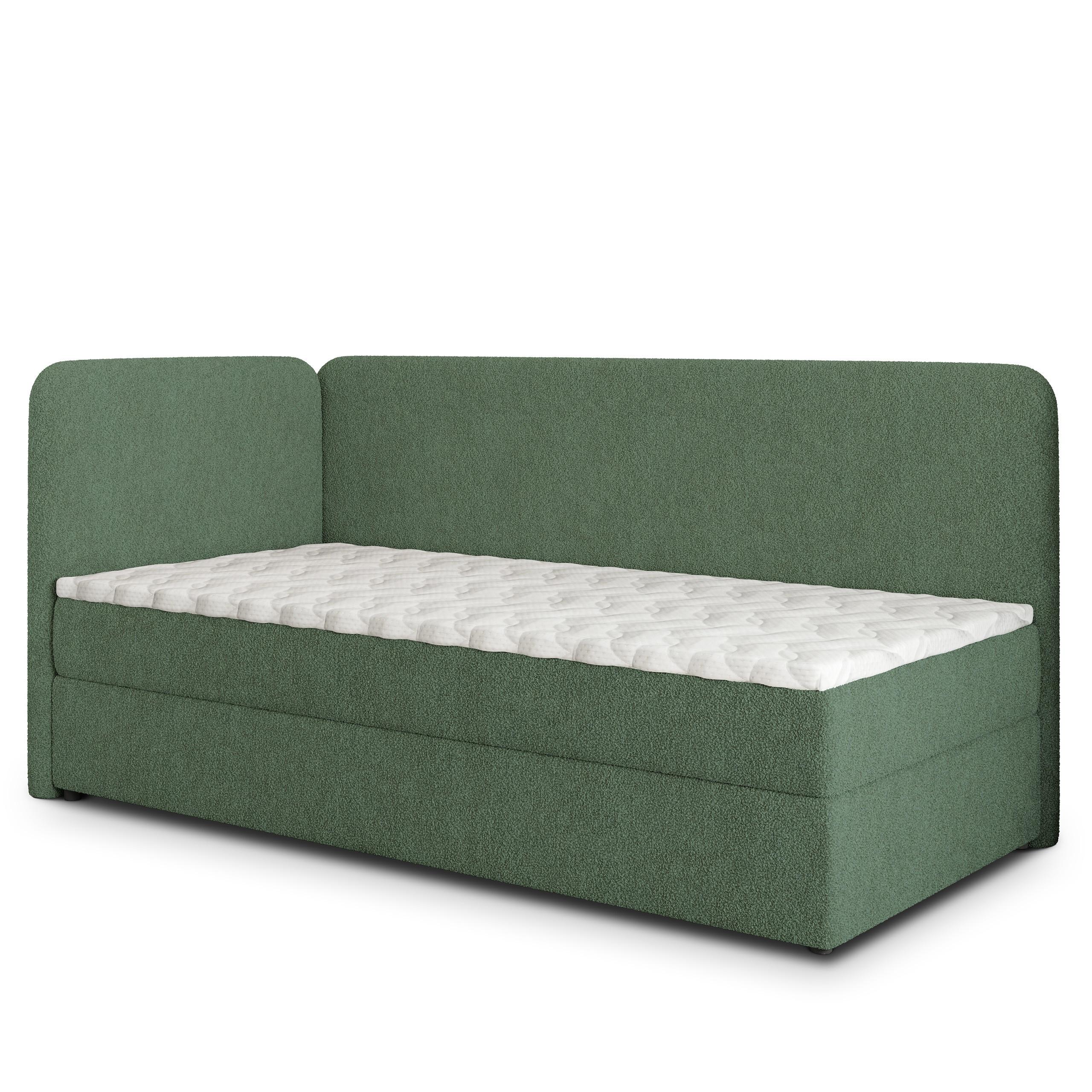 BOXBETT GINA 100x200 cm mit Matratze und Topper, H2+H3 - Grün - Grün, Holz (100/200cm) - MASSENO