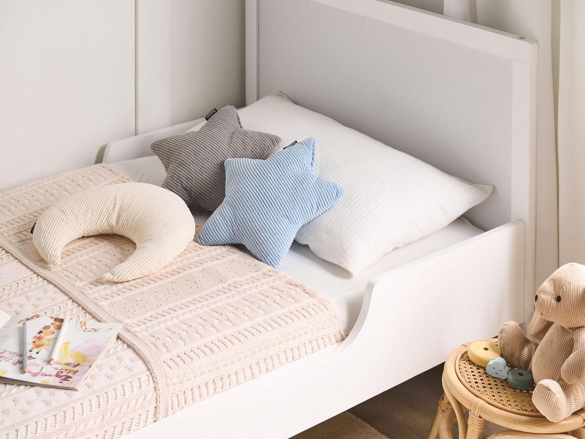 DEKOKISSEN 3er-Set Cremeweiß 35/35 cm Luna - Blau/Multicolor, Textil (30/35cm) - Beliani