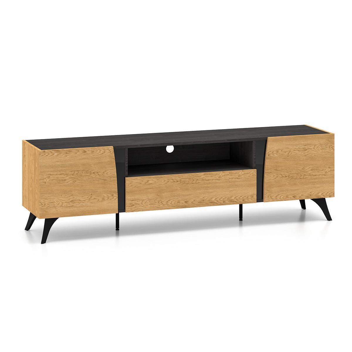 TV-MÖBEL Soah Holz und Schwarz - Schwarz, Holzwerkstoff (180/52/40cm) - Petits-meubles