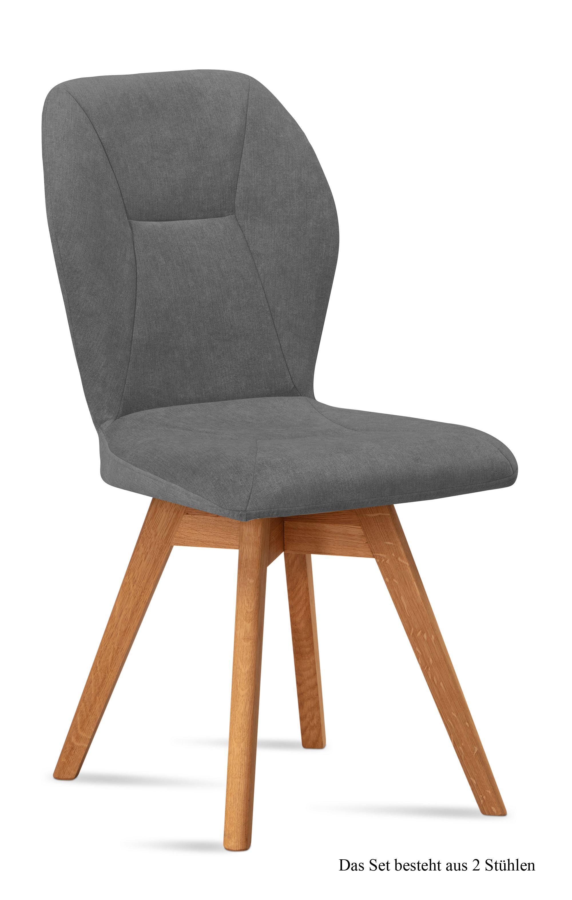 ESSZIMMERSTUHL drehbar (2er-Set) Draga 51x92x60 Eiche geölt/Grau - Eichefarben/Grau, Kunststoff (60/92/51cm) - 58aufmkessel