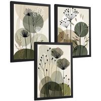 POSTER 4er Kunstdruck-Set Wandbilder Blumen Botanisch modern Wohnzimmer Deko, Schlafzimmer, Küche, Badezimmer Schwarzer Rahmen A3 - Schwarz, Papier (29.7/1/42cm) - Nacnic