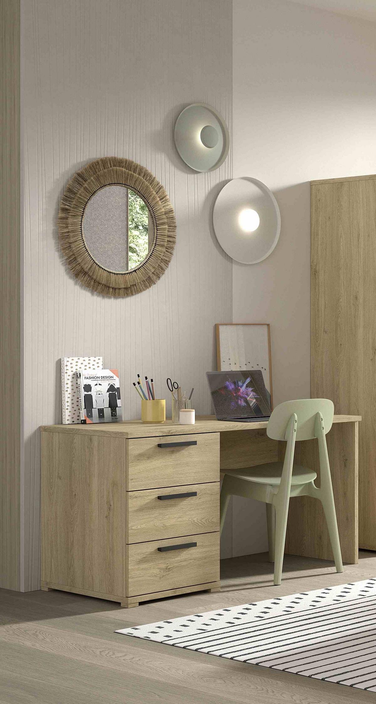 SCHREIBTISCH Keelia Eiche Melamin 3 Schubladen Stauraum - Eichefarben, Kunststoff (140/65/74cm) - 58aufmkessel