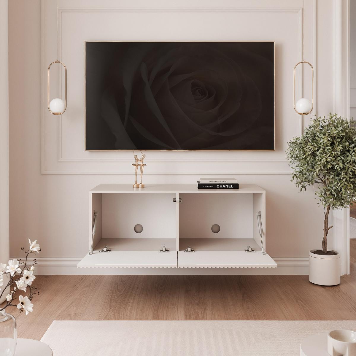 TV-LOWBOARD ANGEL Kaschmir hängend mit LED-Beleuchtung 100 cm - Kaschmir, Holzwerkstoff (100/36/40cm) - Idohome