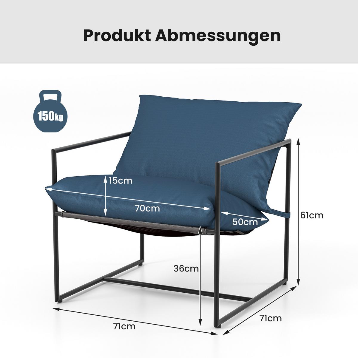 SLING-AKZENTSTÜHLE Navy(2er-Set) - Dunkelblau, Metall (71/61/71cm) - COSTWAY