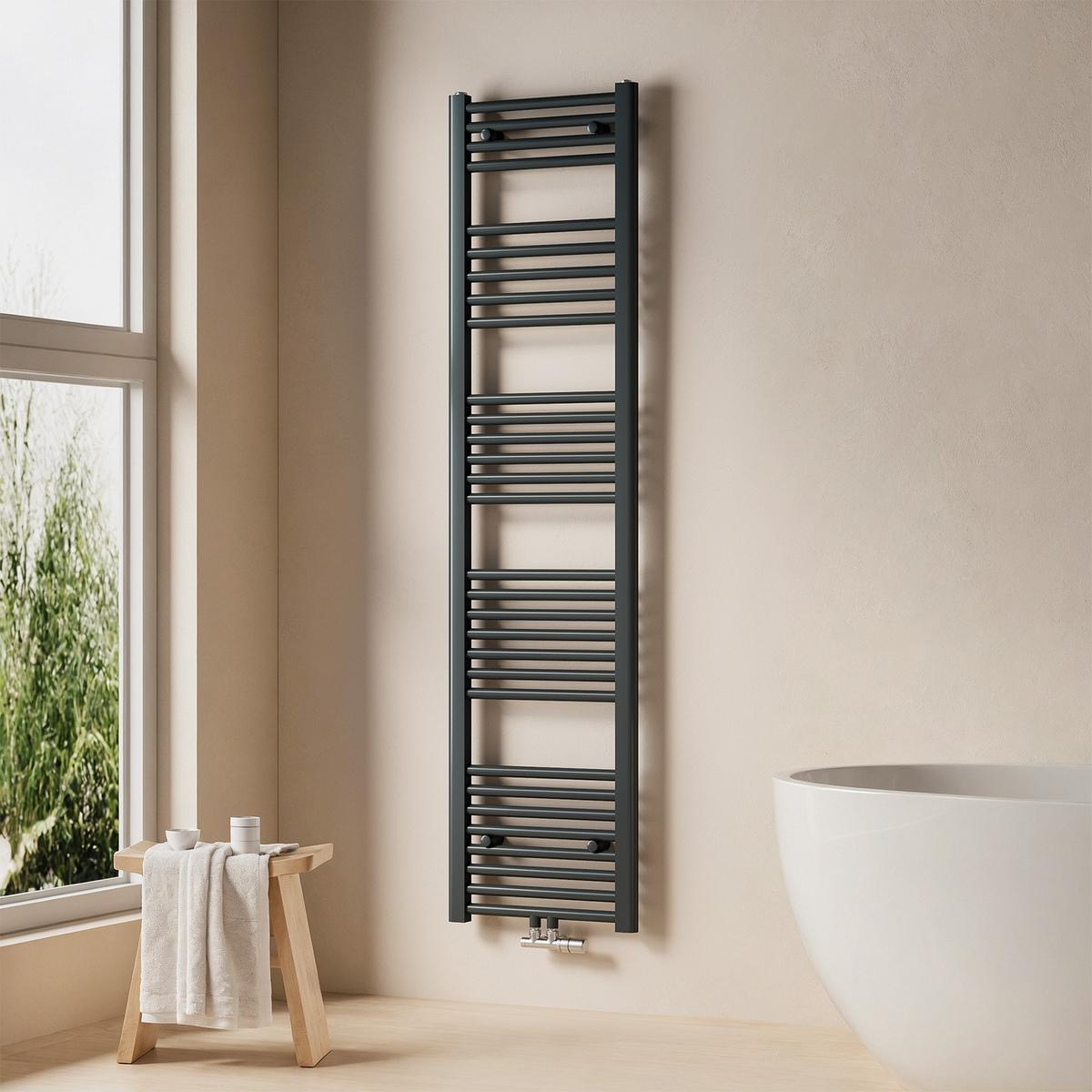HEIZKÖRPER wasserführender Handtuchheizkörper Anthrazit 160/40/3 cm - Anthrazit, Metall (40/160/3cm) - EMKE