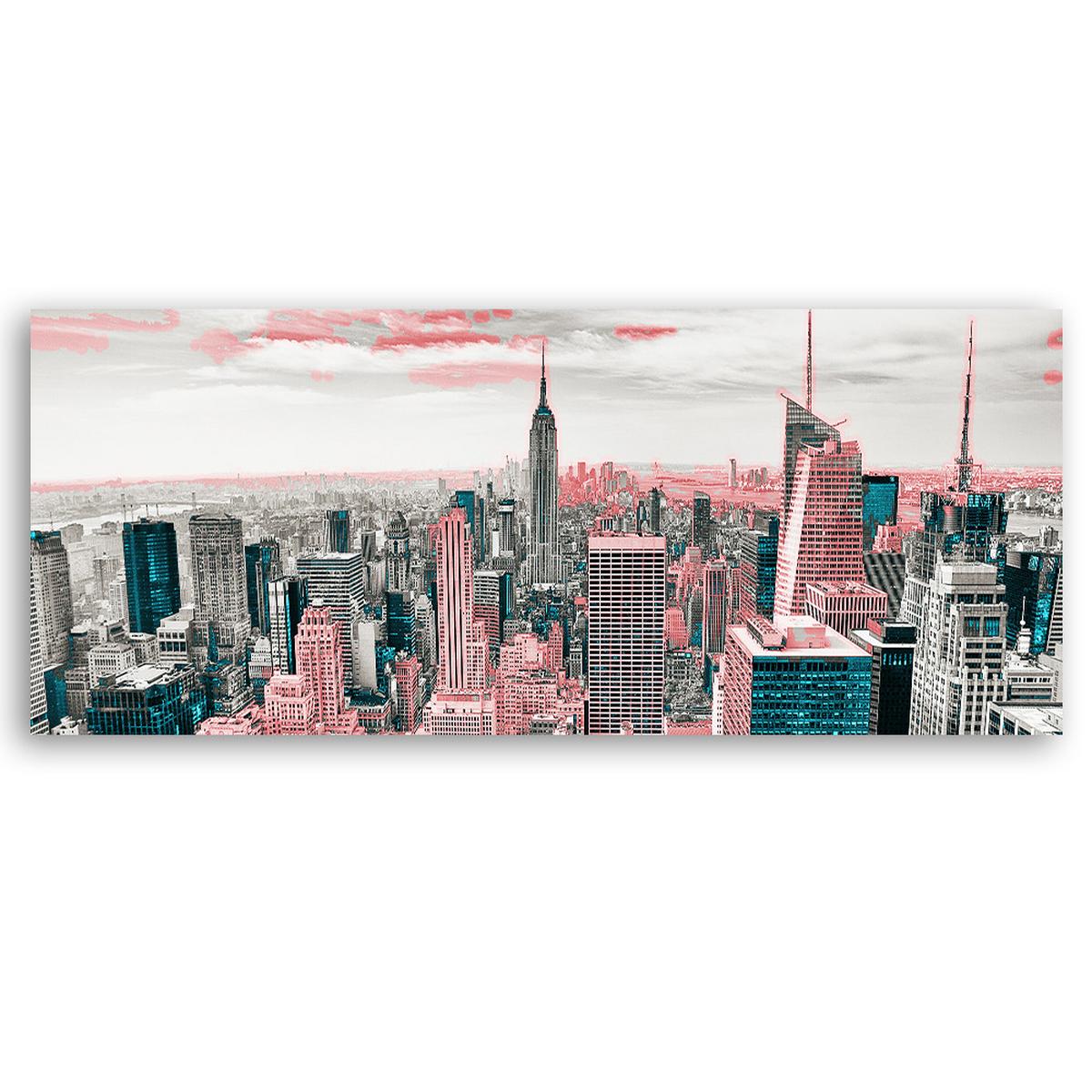 WANDBILD new yorker wolkenkratzer - Grau, Textil (90/30cm) - Feeby
