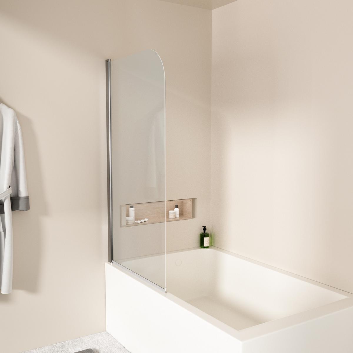 DUSCHWAND für Badewannen mit Schwenkfunktion Leicht zu Reinigen 70/140 cm - Transparent, Glas (70/140cm) - EMKE