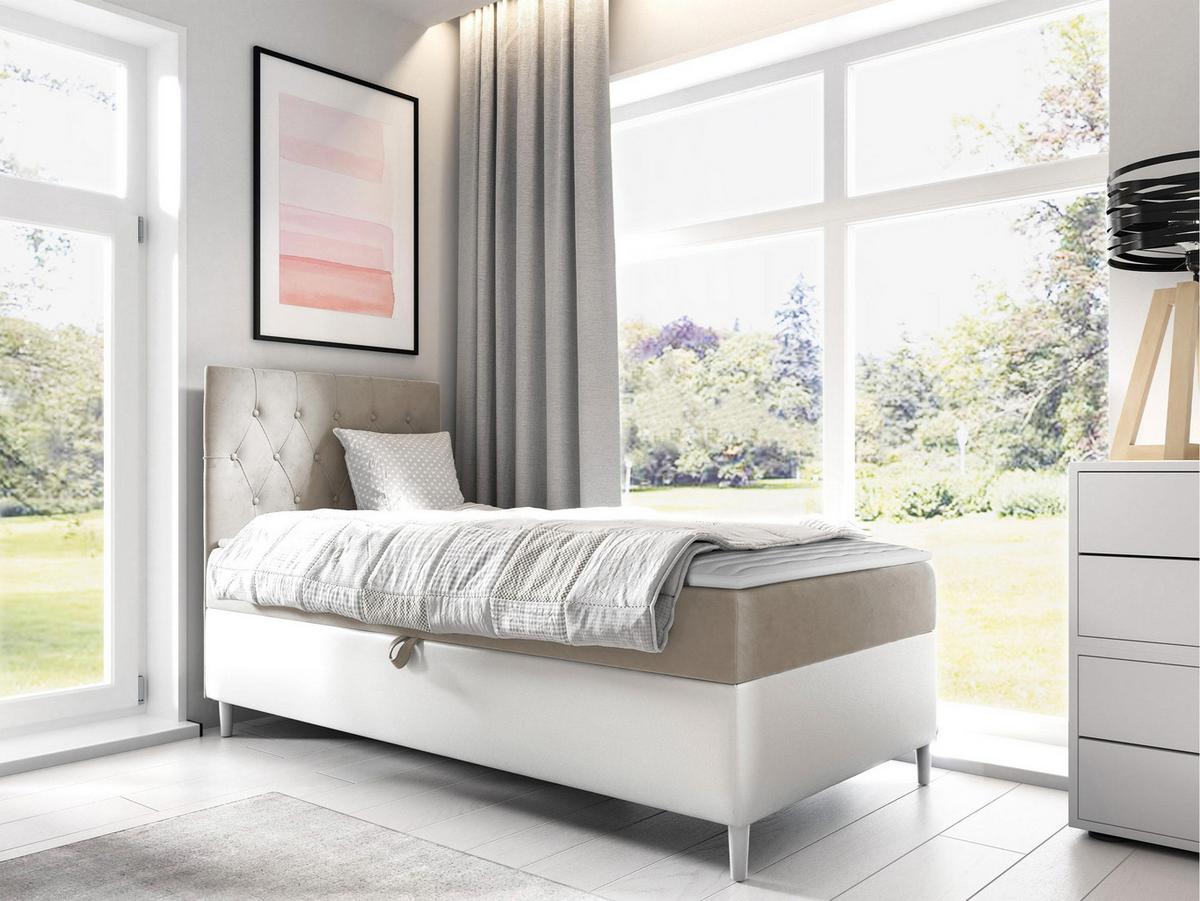 BOXBETT Filip Junior 1, Seite zum Öffnen des Bettkastens: Links - H3 - Creme/Weiß, Holz (90/200cm) - MIRJAN24