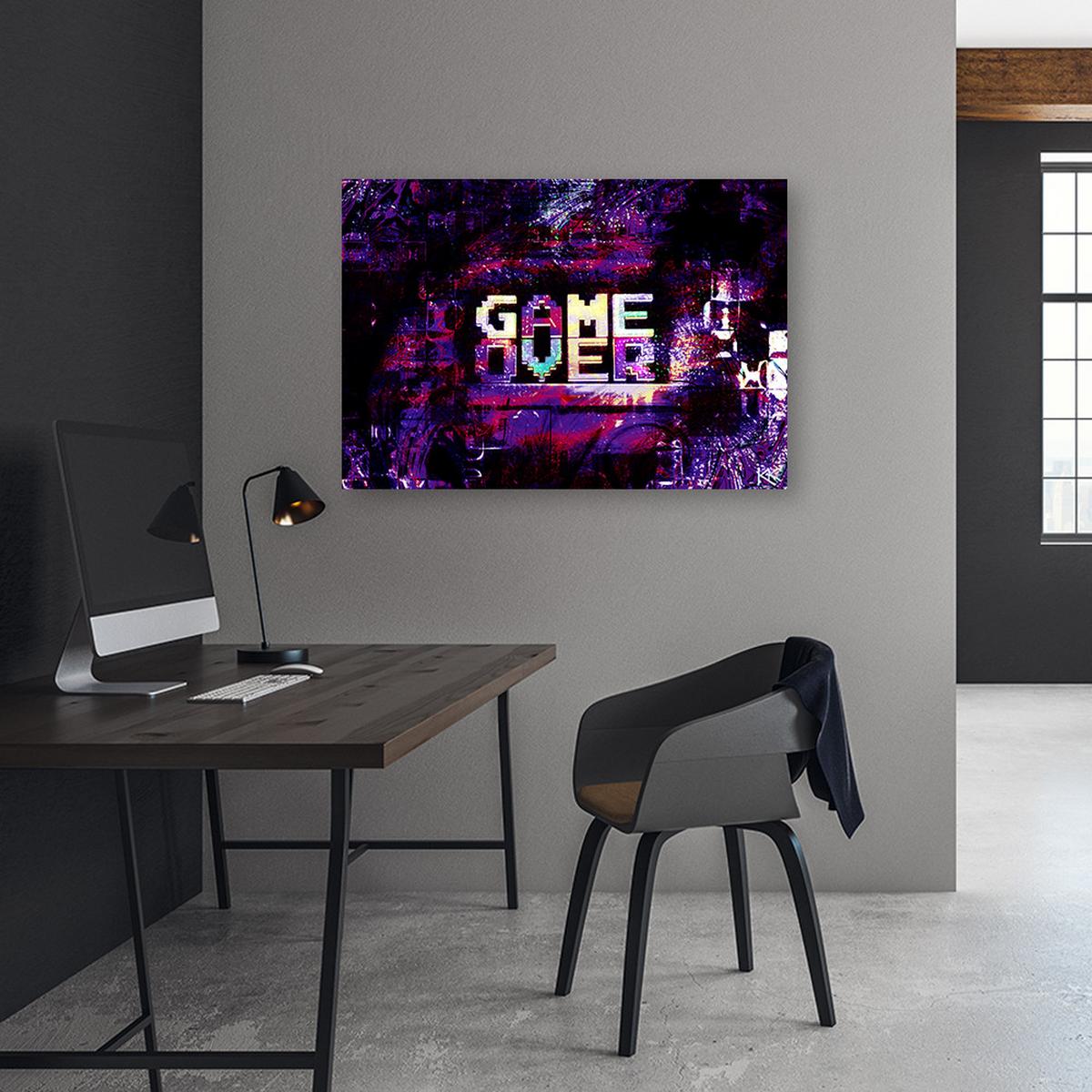 WANDBILD abstraktes spiel über inschrift - Lila, Textil (60/40cm) - Feeby
