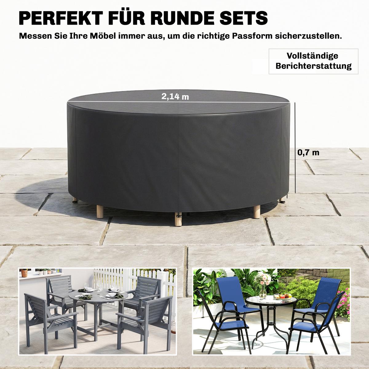 GARTENMÖBEL-ABDECKUNG 420D Oxford Gewebe Schwarz - Schwarz, Textil (214/70/214cm) - Outsunny