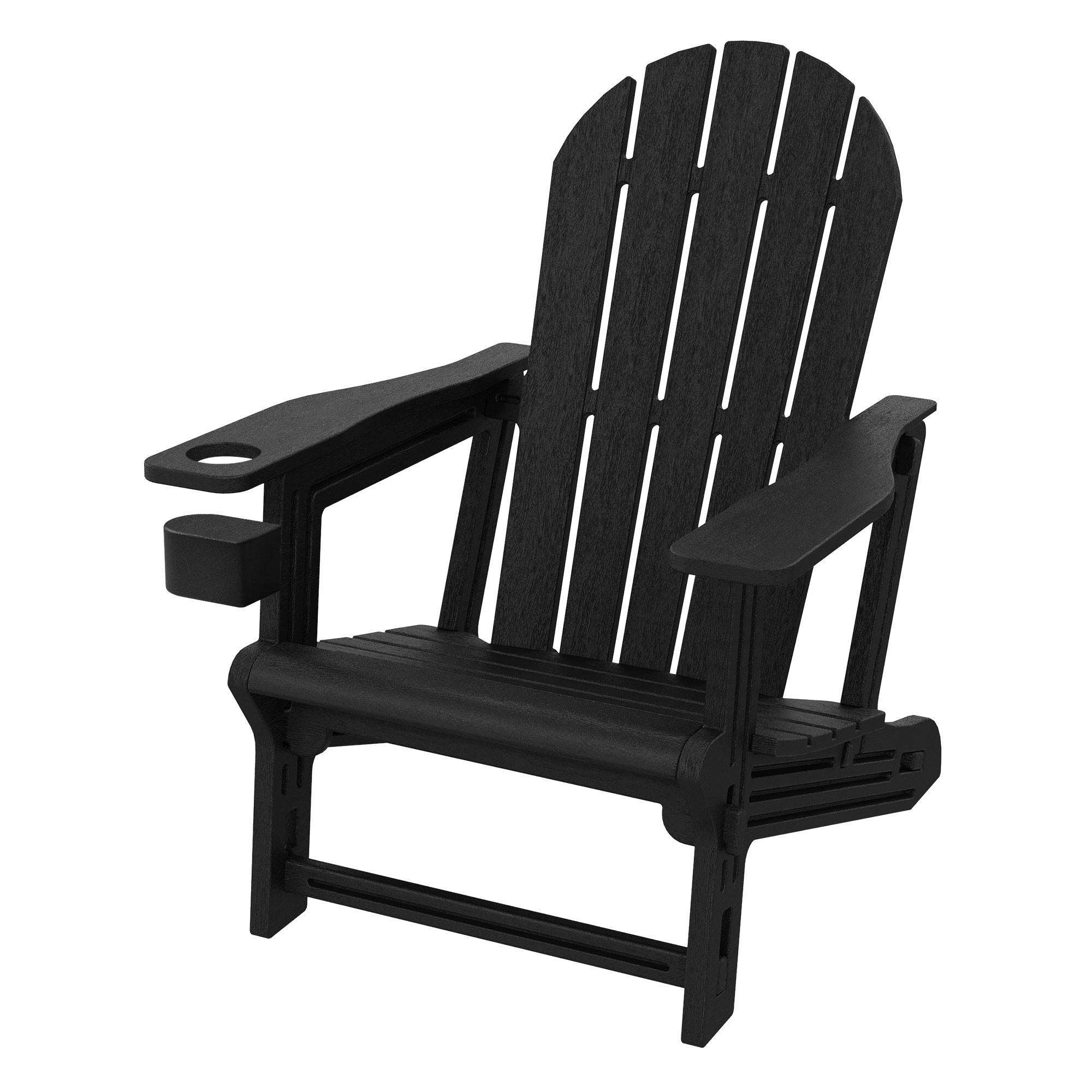 ADIRONDACK LOUNGESTUHL mit Getränkehalter Schwarz aus Kunststoff - Schwarz, Kunststoff (54.5/91/76cm) - ML-DESIGN