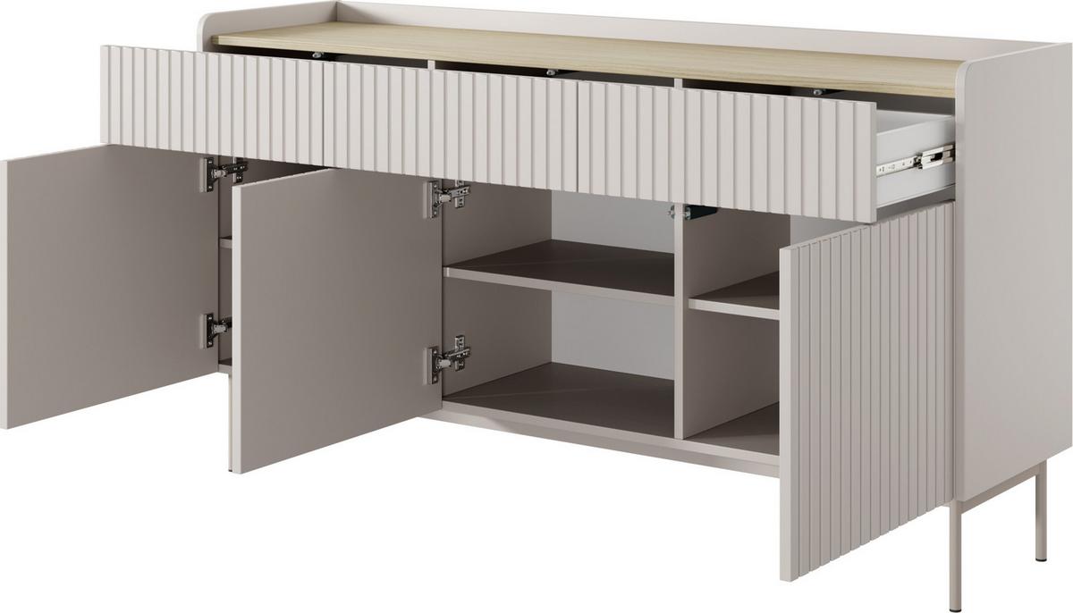 SIDEBOARD Nolle in Beige & Scandi Eiche 153/82/38 cm - Sandfarben/Beige, Holzwerkstoff/Metall (153/82.2/38cm) - WFL GROUP