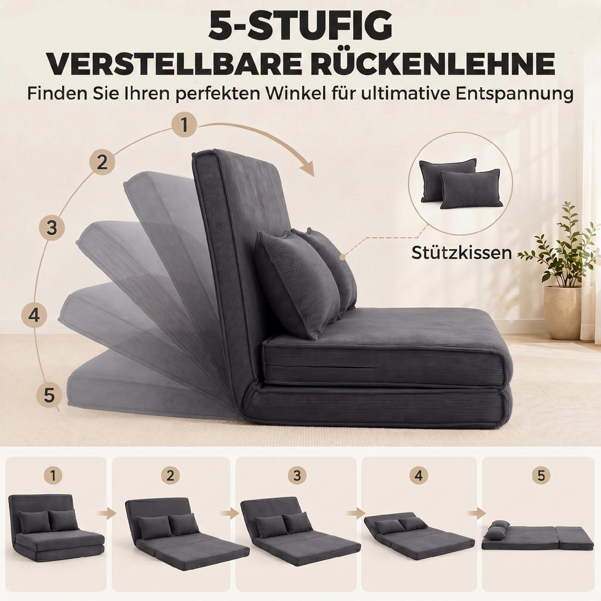 BODENSTUHL Polyester Dunkelgrau - Dunkelgrau, Textil (208/13/135cm) - HOMCOM