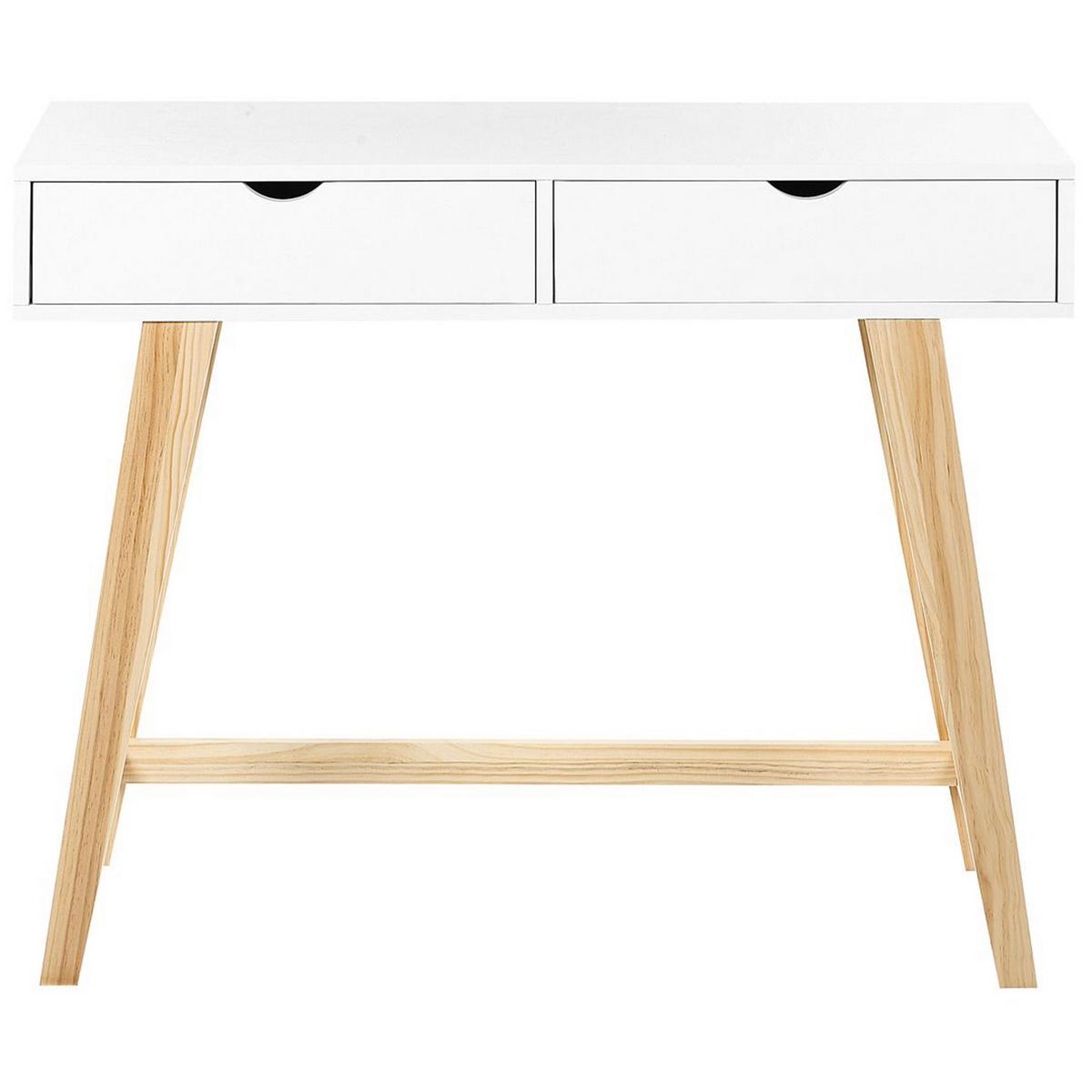 KONSOLENTISCH weiß 2 Schubladen Sully - Hellbraun/Weiß, Holzwerkstoff (35/100/78cm) - Beliani