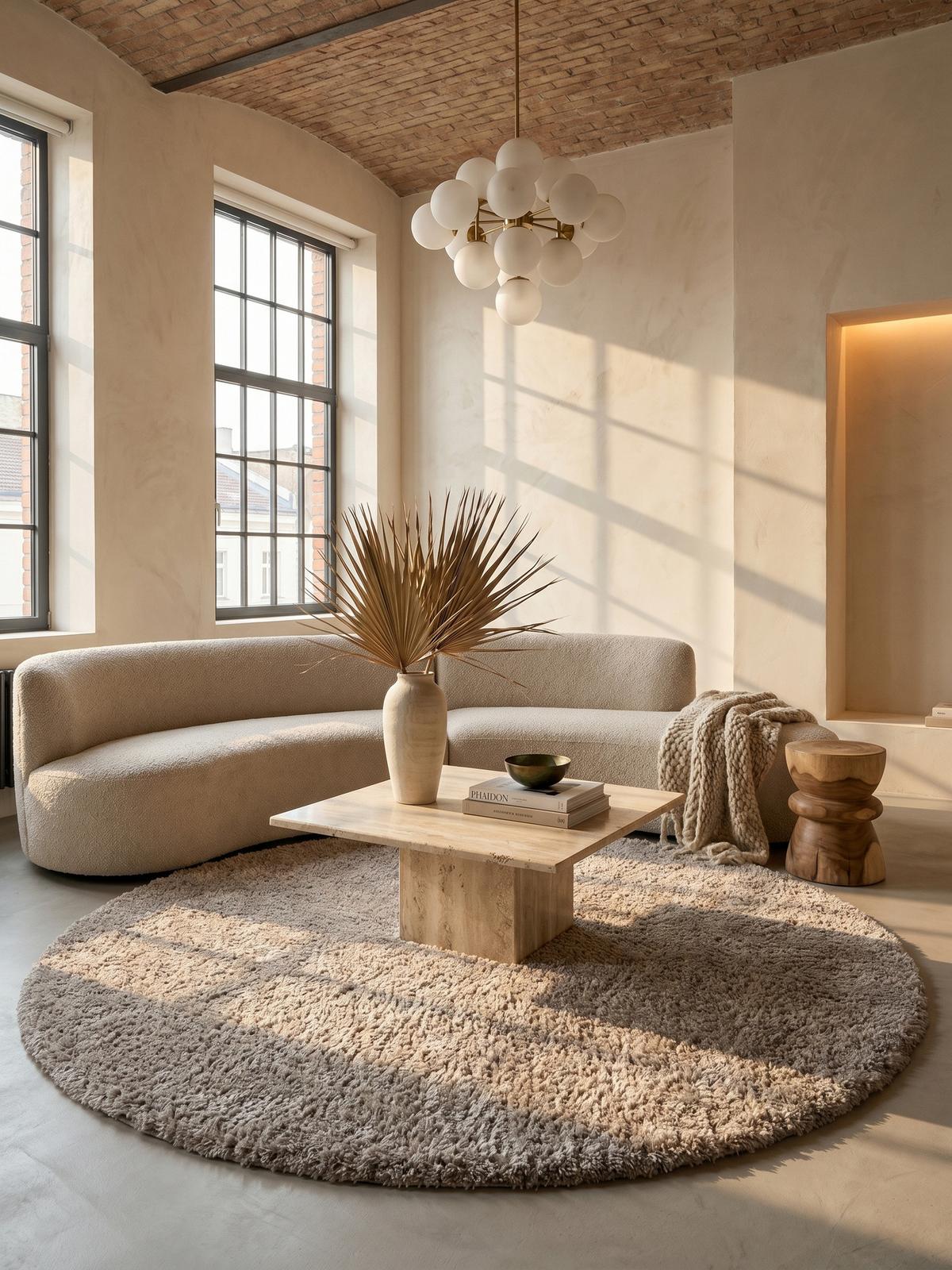 HOCHFLORTEPPICH SALZACH, einfarbig, Beige, Ø 200 cm - Beige, Textil (200/200cm) - KADIMA DESIGN