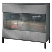 KOMMODE Bari Scratchy Metal - Silberfarben, Holzwerkstoff (92.5/83.5/35cm) - Vladon