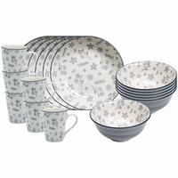 FRÜHSTÜCKS-SET Sendai Blume grau 18-tlg. - Grau, Keramik (2/2/2cm) - Ritzenhoff Breker
