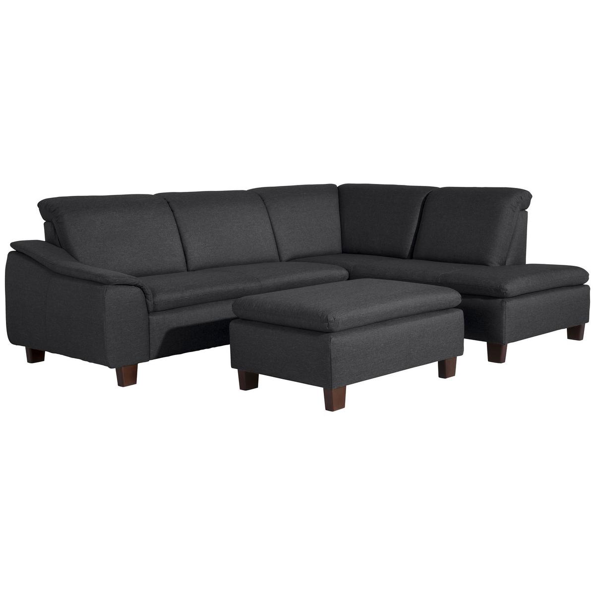ECKSOFA mit Ottomane rechts Kaylil Flachgewebe graphit - Graphitfarben, Kunststoff (187/247cm) - 58aufmkessel