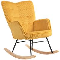 SCHAUKELSTUHL, Schaukelsessel mit Kordoptik, Armlehne für Wohnzimmer, Gelb - Gelb/Naturfarben, Buchenholz/Textil (98/101/71cm) - HOMCOM