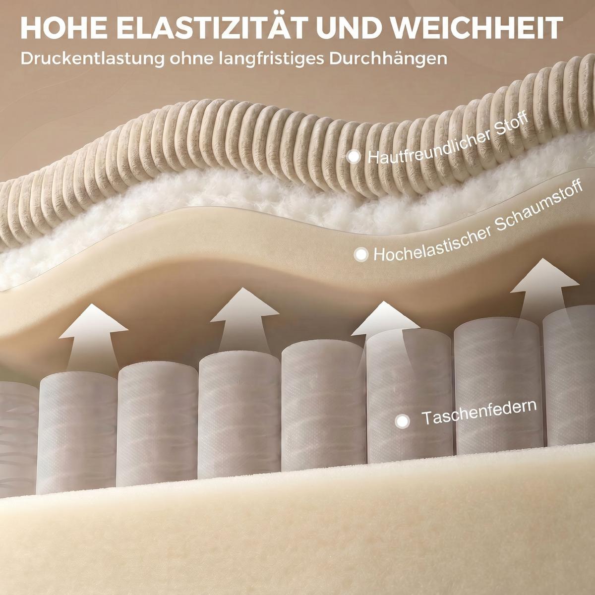 ECKSOFA Polyester Beige - Beige, Holzwerkstoff/Kunststoff (151/216cm) - HOMCOM