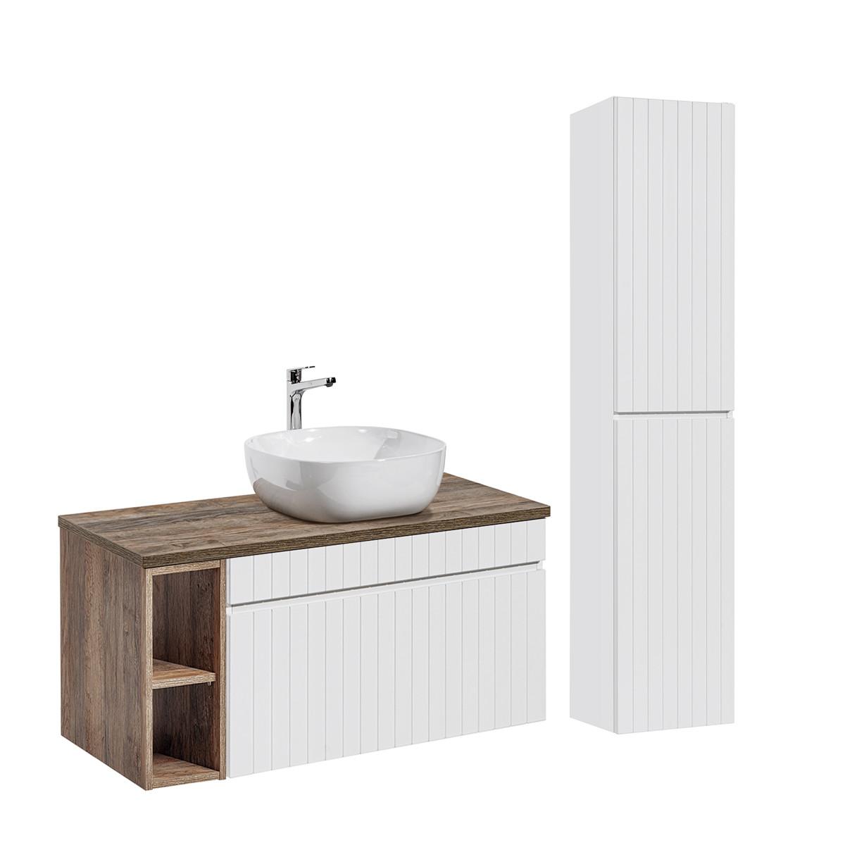 BADMÖBEL 100cm Zelie 2er-Set Weiß - Weiß, Holzwerkstoff (100/48/46cm) - Petits-meubles