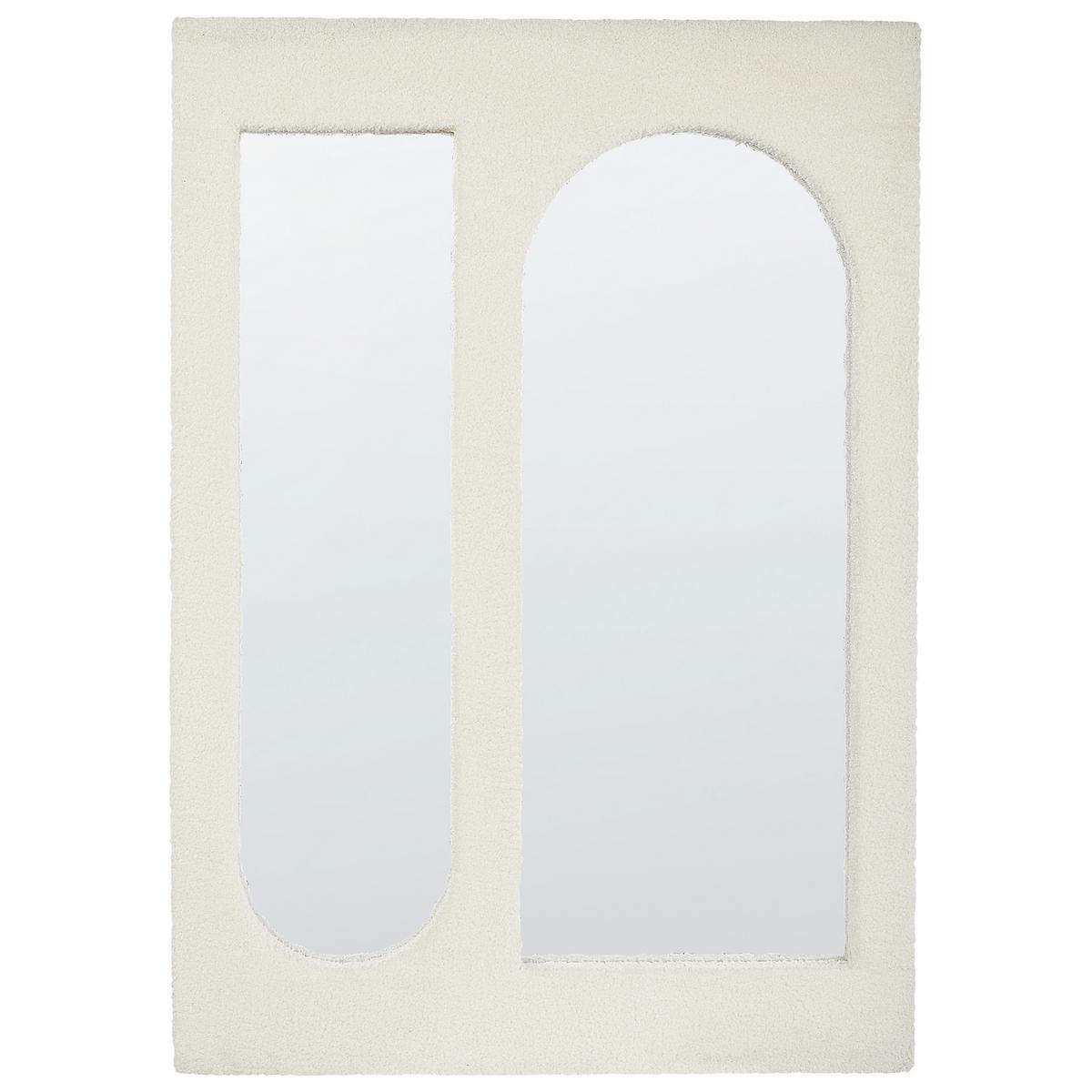 WANDSPIEGEL 70/100 cm Bouclé Cremeweiß Marcigny - Creme, Textil (70/100/6cm) - Beliani