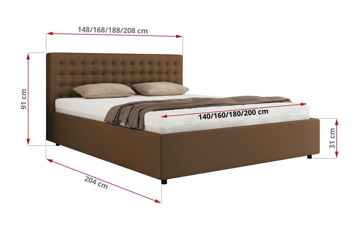 POLSTERBETT PAVO CLASSIC 140/200 - Braun Kunstleder - Multipocket-Matratze - Braun, Textil (140/200cm) - MKS