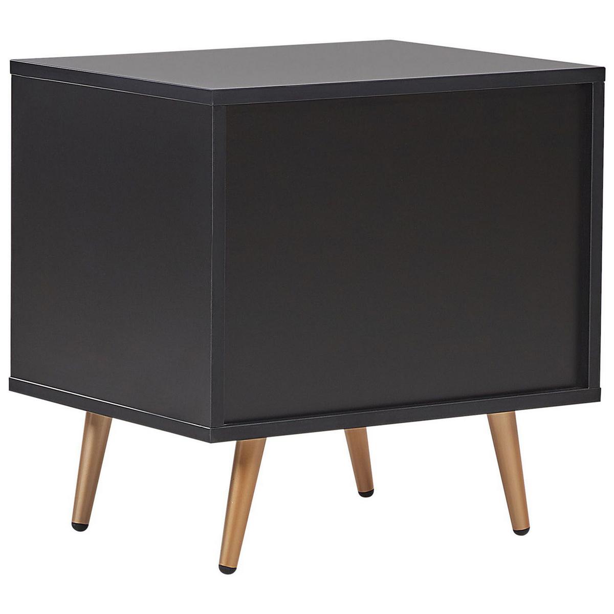 NACHTTISCH schwarz rechteckig 50/40 cm Indio - Goldfarben/Schwarz, Holzwerkstoff (50/51/40cm) - Beliani