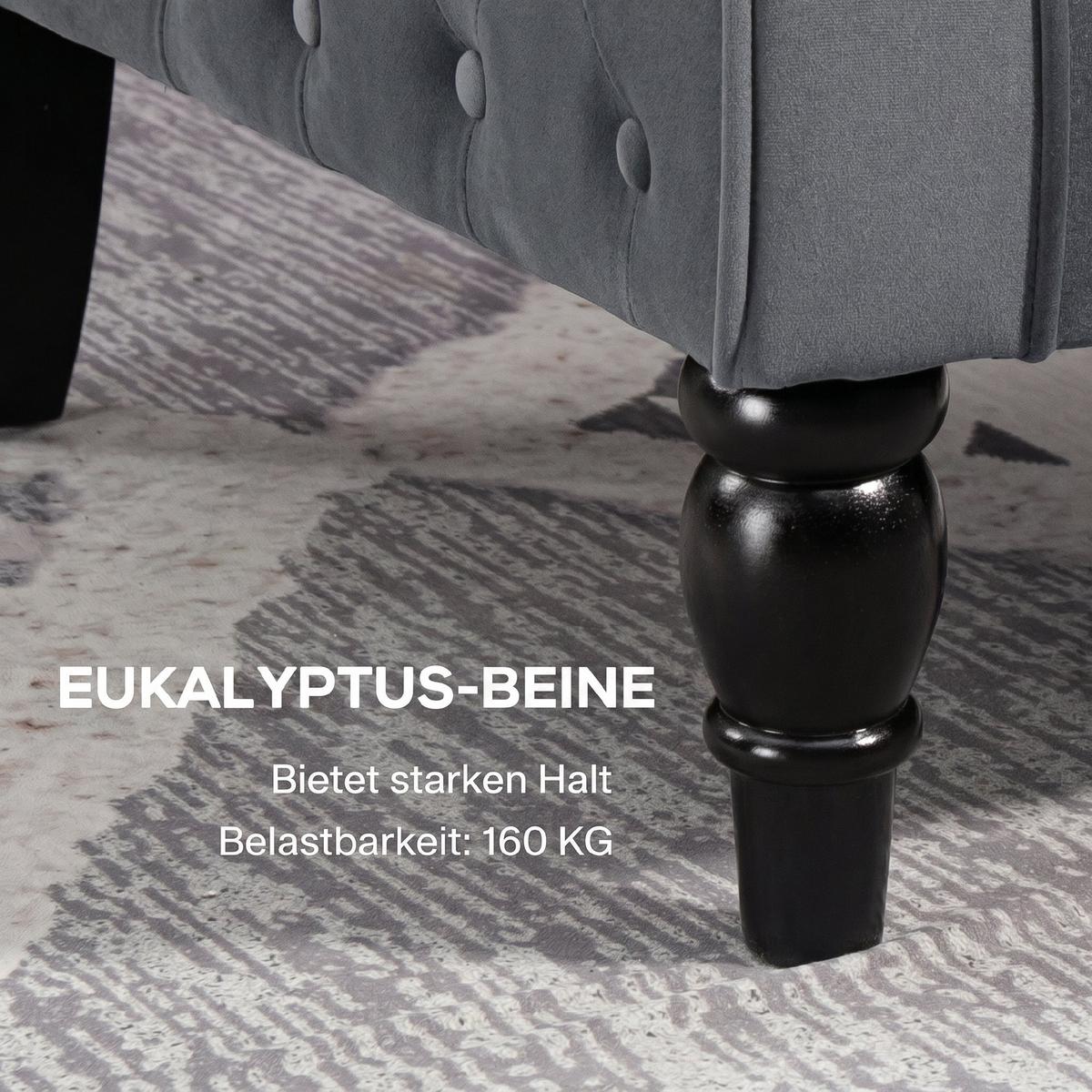 OHRENSESSEL Polyester Grau - Eukalyptusholzfarben/Grau, Holz/Textil (74/102/86cm) - HOMCOM