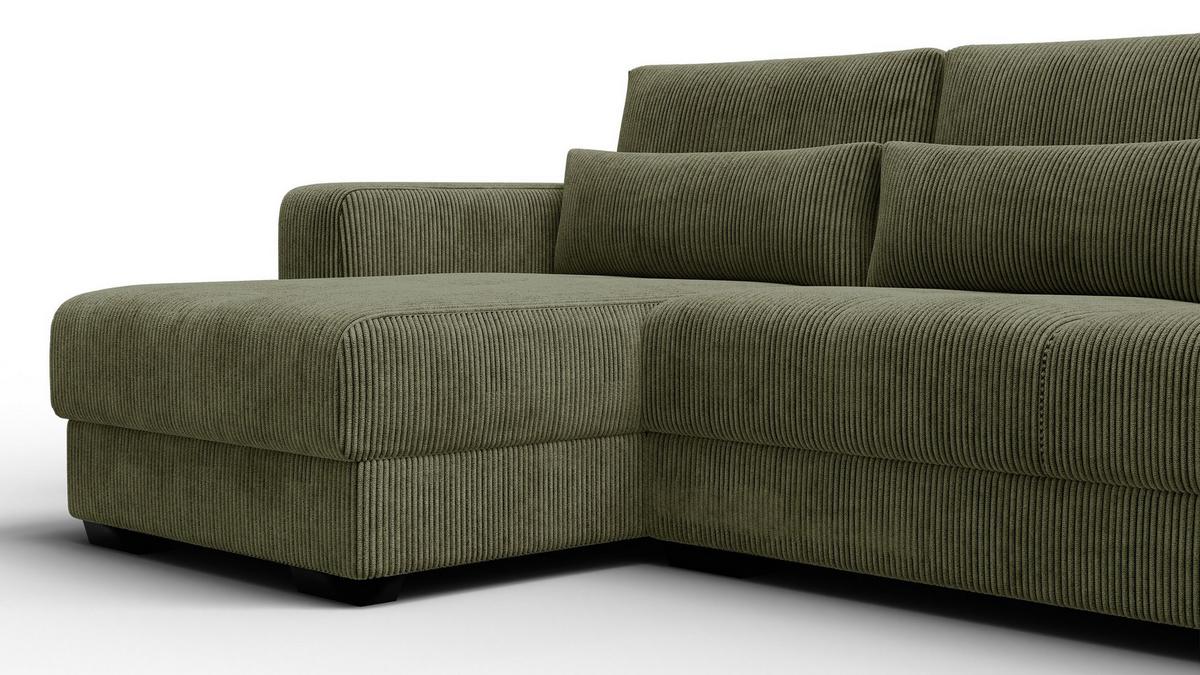ECKSOFA OLI 4-Sitzer links, olivgrün - Olivgrün, Holz/Textil (295/172cm) - Wozimo