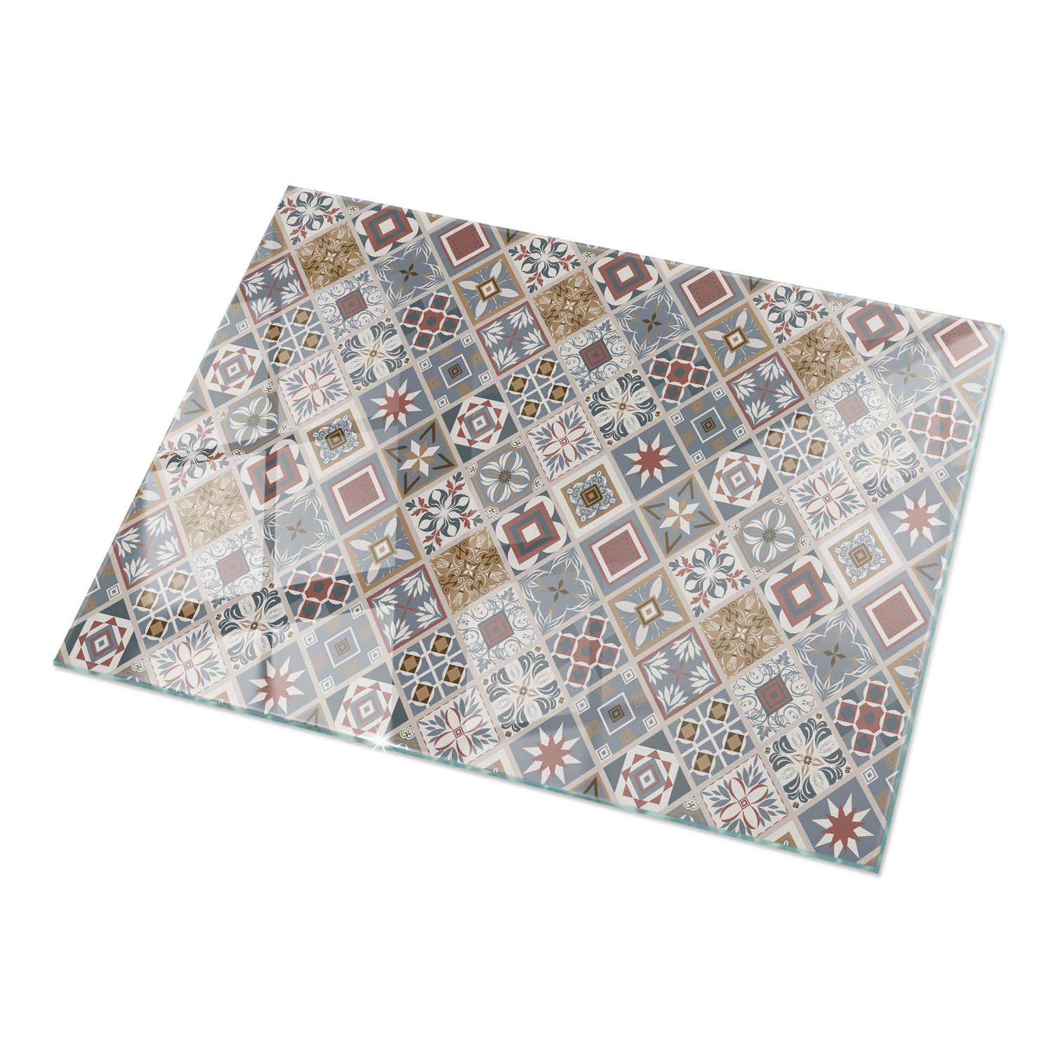 TISCHPLATTE 120x80 cm Mosaikmuster mit Ornamenten - Multicolor/Grau, Glas (0.4/120/80cm) - TULUP