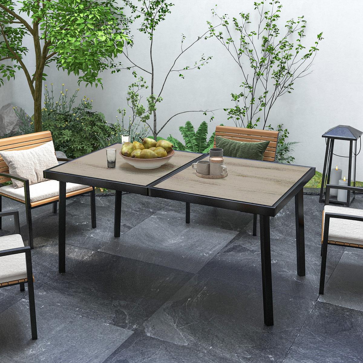 GARTENTISCH, Bistrotisch, Grau, Stahl - Grau, Kunststoff (145/85/72cm) - Outsunny