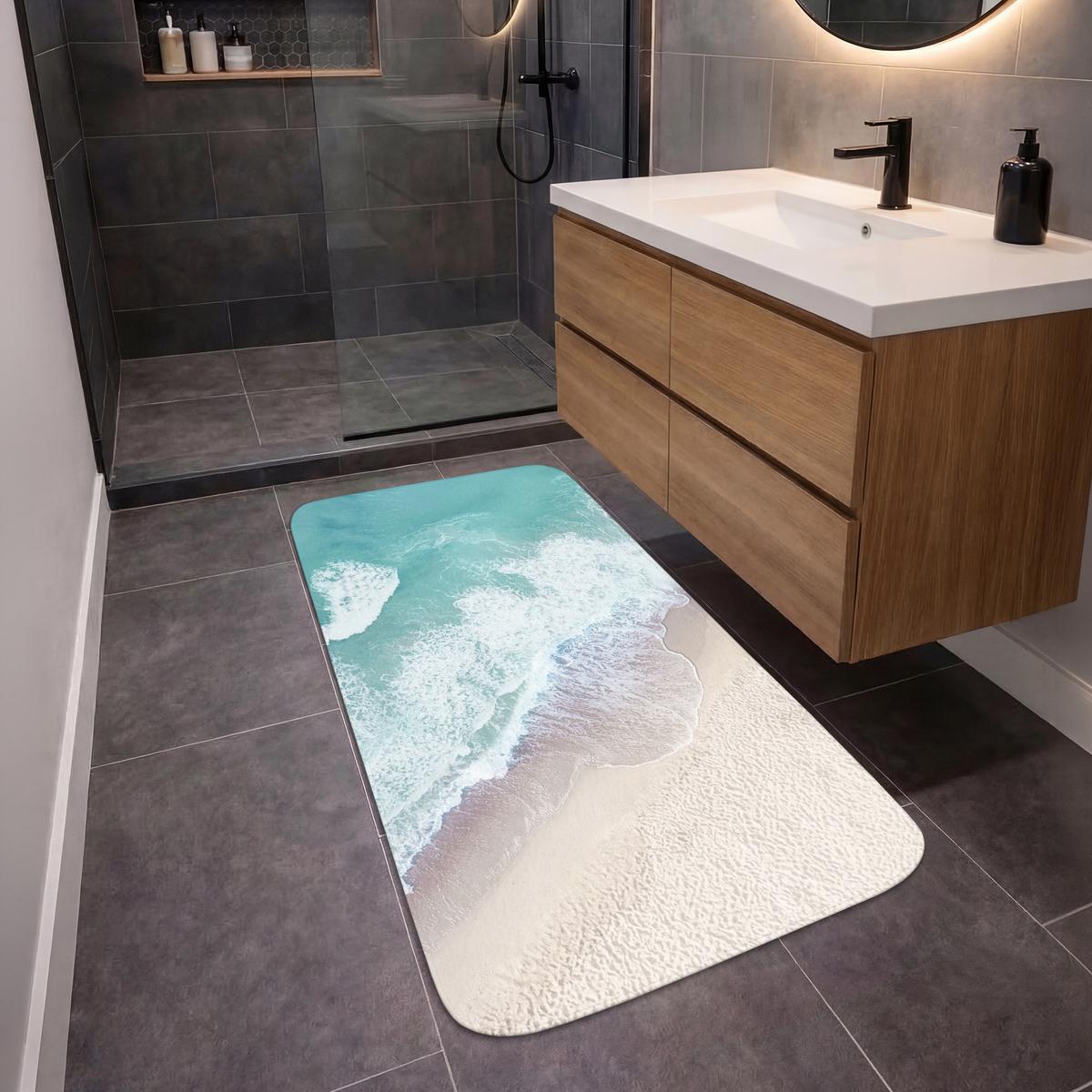 BADEMATTE Strand - Meer - Natur - Sommer 60x120 cm - Türkis, Textil (60/120cm) - OnlyWow