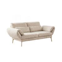 SOFA HOLLY Weiß Flachgewebe - Weiß/Braun, Textil/Metall (176/90/92cm) - KAWOLA