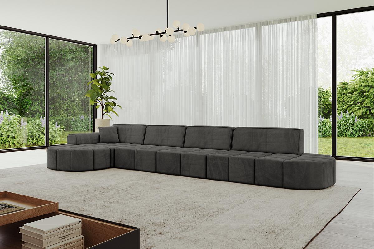 ECKSOFA Ottomane Links LIVO-L3 - 422x173x79,5 cm Dunkelgrau - Dunkelgrau, Holzwerkstoff/Textil (422/173cm) - ALTDECOR